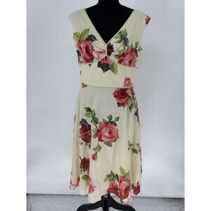 Vtg Maggy London Rose Dress Womens 10 80's Baby Doll Corset Fit-n-Flare Cotton